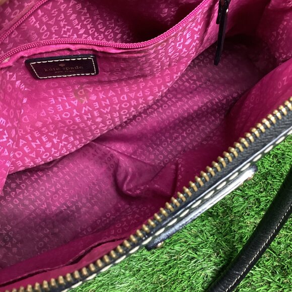 Kate Spade Black Leather Dome Satchel Handbag - Picture 14 of 16